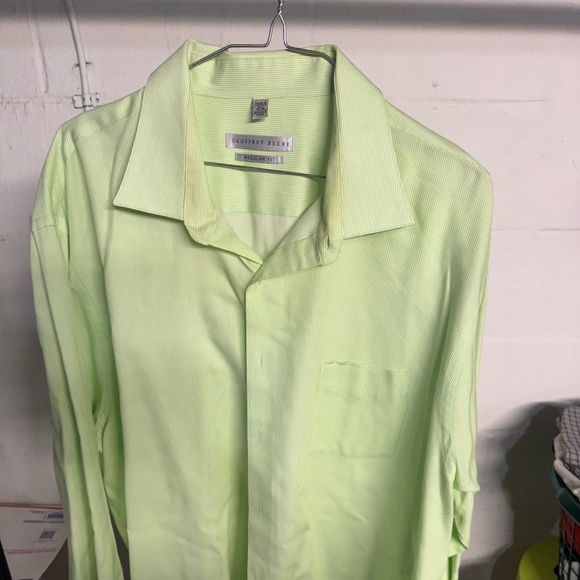Geoffrey Beene long sleeve dress shirt. light green/white pinstripes size 18 1/2 - Picture 1 of 3